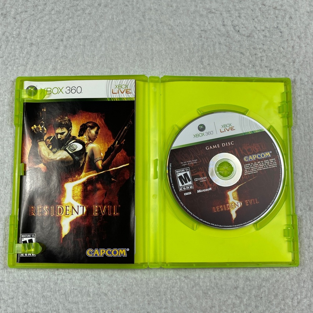 Capcom Resident Evil 5 Xbox 360 OS Green Survival Horror Action CIB Game - Picture 4 of 6